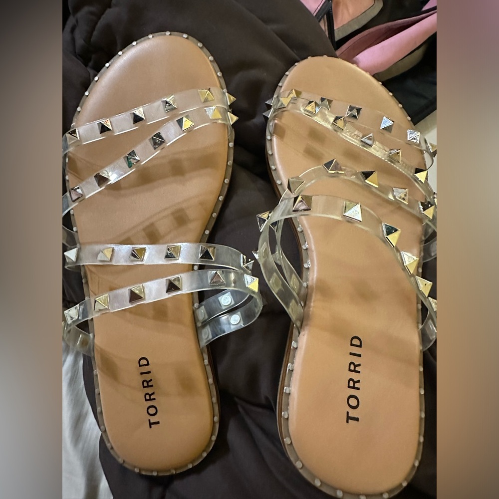 Torrid clear rock stud wide width sandals size 8